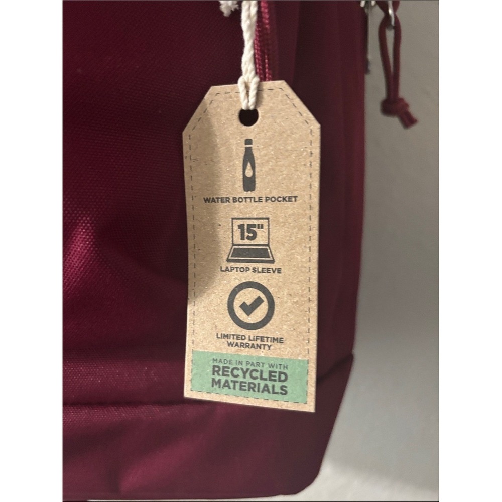 Jansport Maroon Cross Town Backpack Plus Laptop Sleeve 15" School Travel NEW - Picture 8 of 16